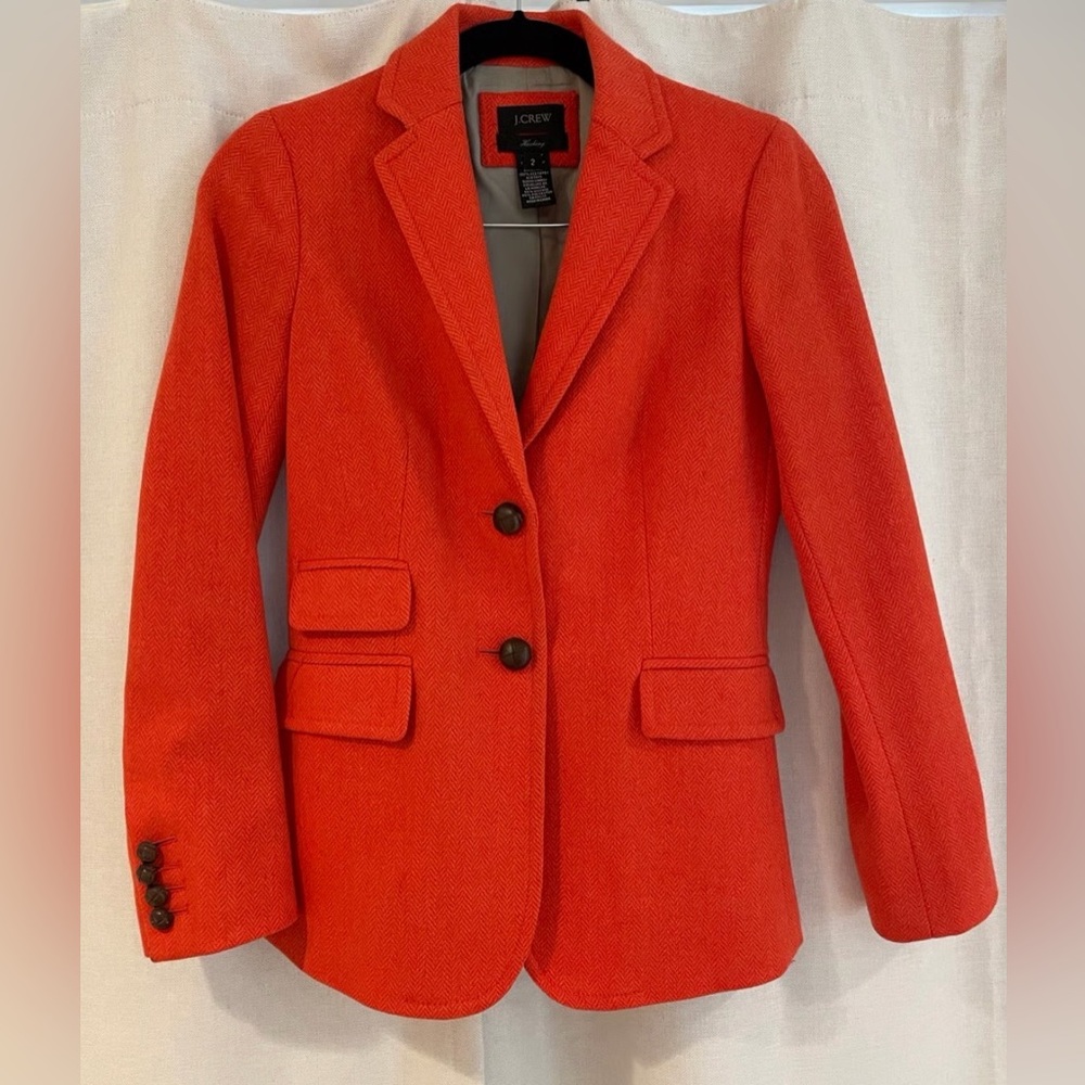 J. Crew Women's orange haching wool Blazer